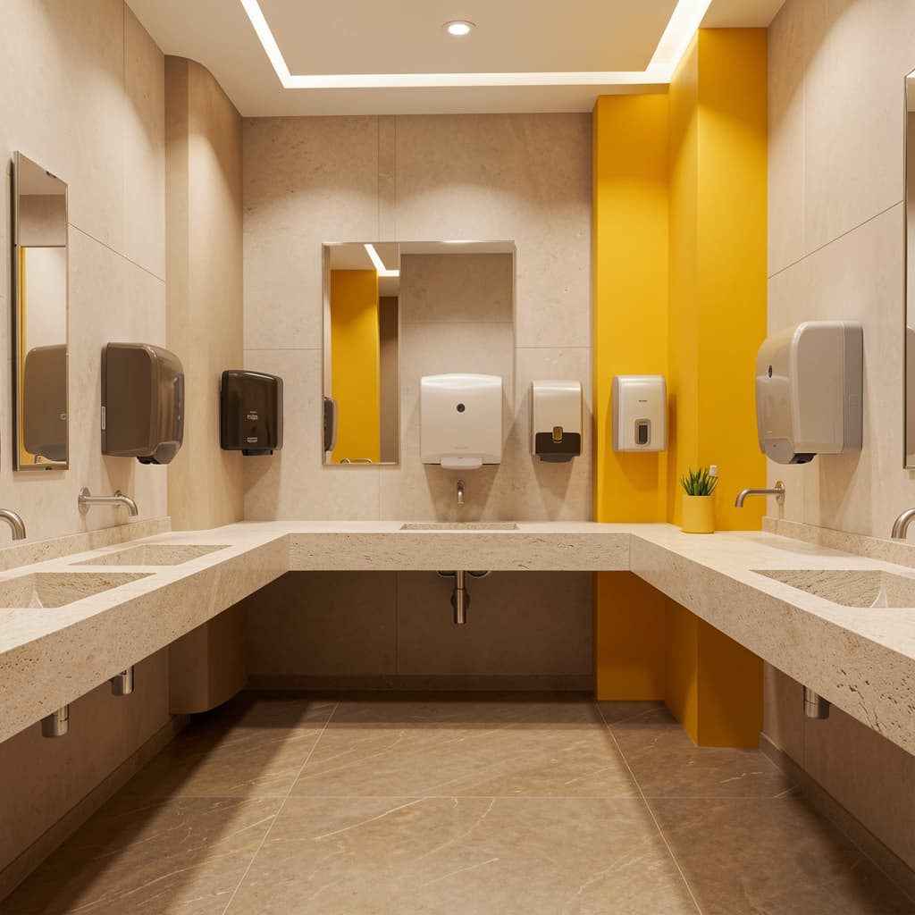A modern, well-kept commercial washroom